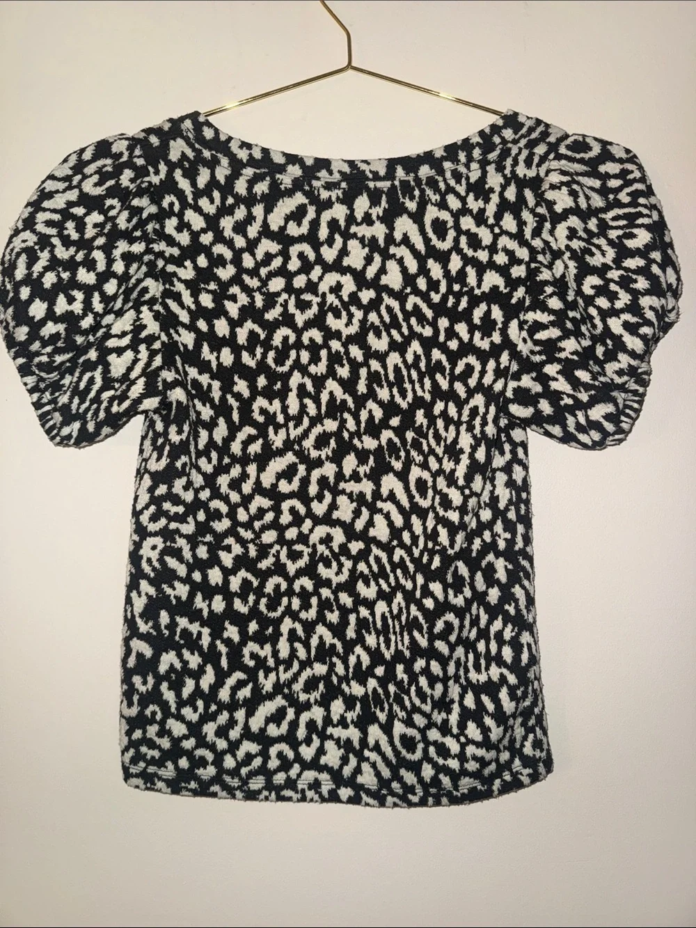 Free People Puff Sleeve Cheetah Top size XS Black